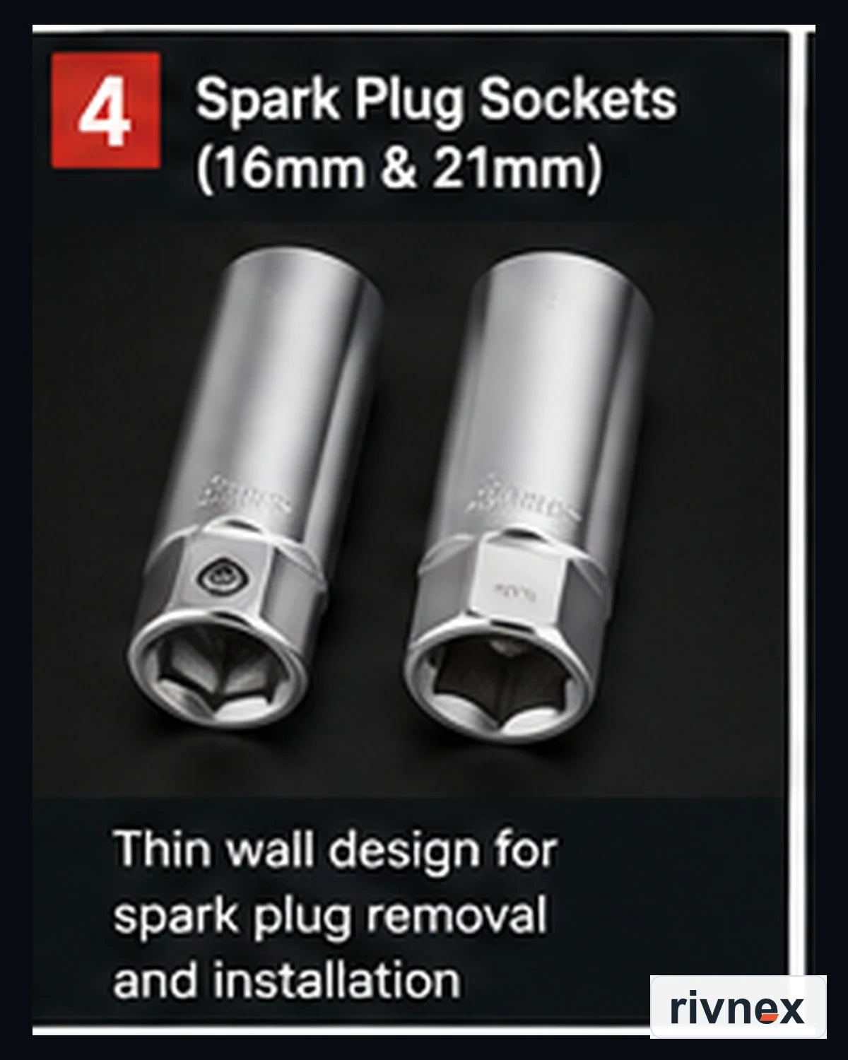 16 mm and 21 mm spark plug sockets